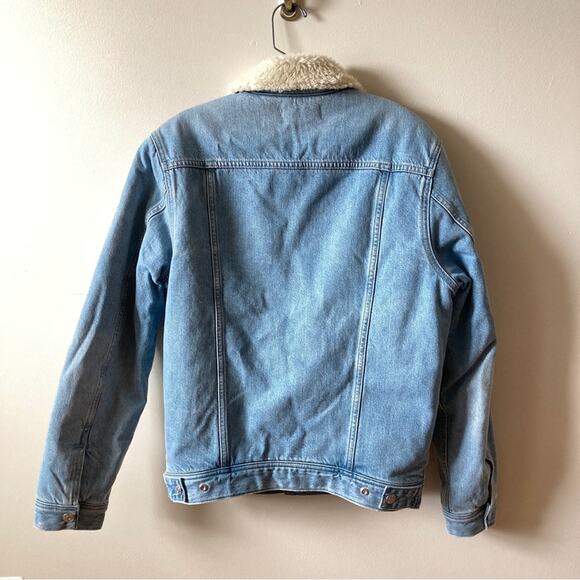 Denim Jacket Sherpa Madewell in Eaves Wash Men's XS - Picture 2 of 10